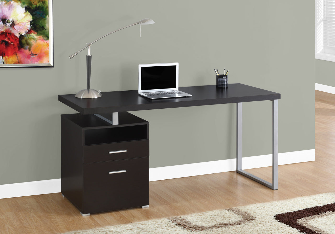 60" Particle Board and Grey Metal Computer Desk-0