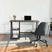 Thumbnail for Modern Home Office Computer Table With Storage Shelves - Vintage Brown-2