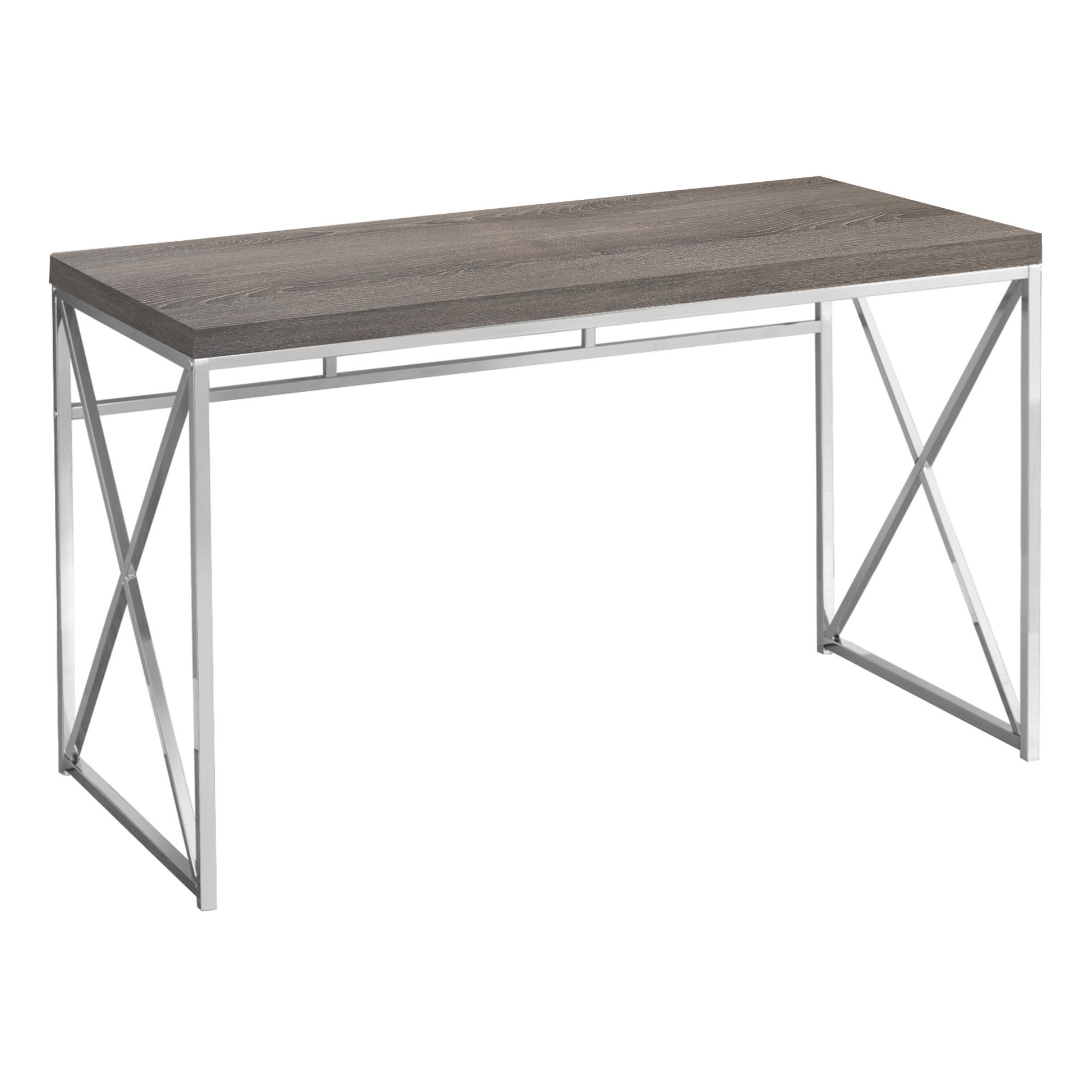 48" Dark Taupe Particle Board and Chrome Metal Computer Desk-1