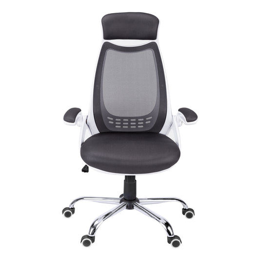 23.75" x 28" x 93.75" White Grey Foam  Office Chair With A High Back-0
