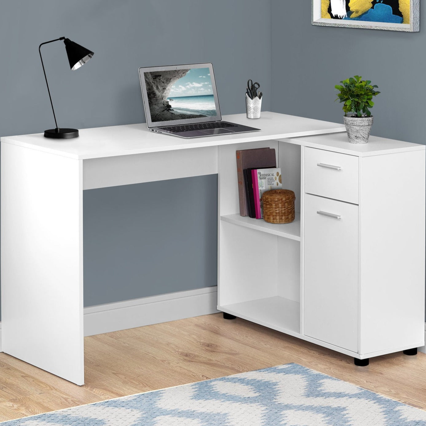 35" Particle Board and Laminate Computer Desk with a Storage Cabinet-0