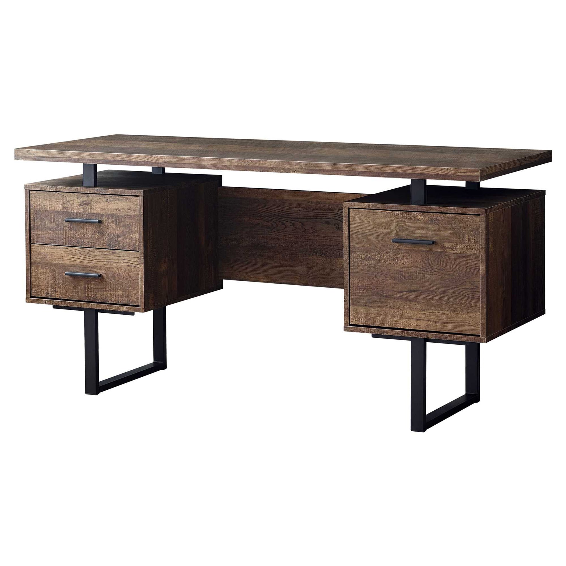 60" Modern Rustic 3 Drawer Computer Desk-0