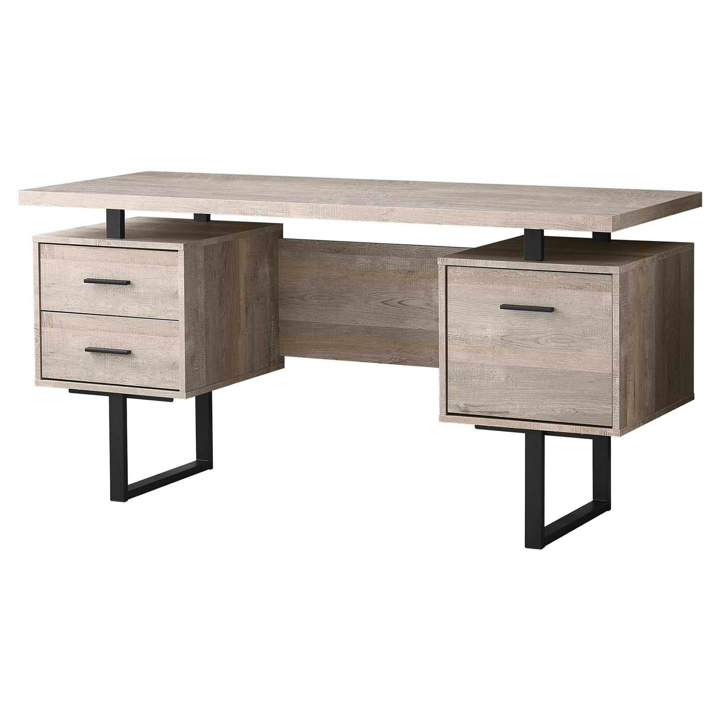 24" Taupe Rectangular Computer Desk With Three Drawers-0