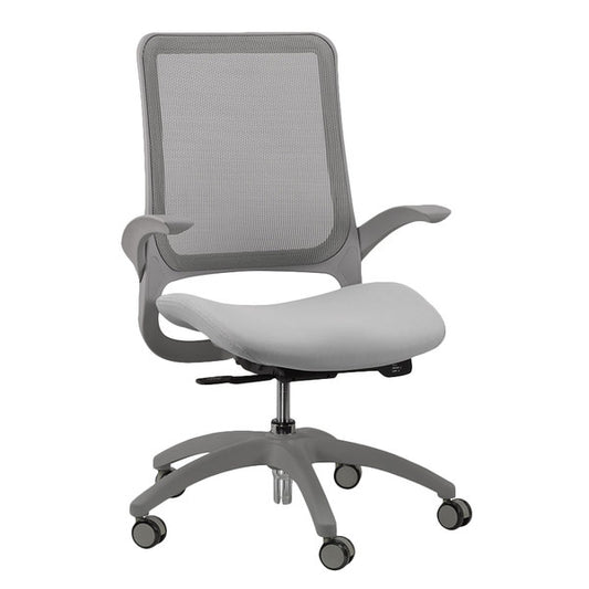 Grey Mesh Ventilated Rolling Office Desk Chair-0