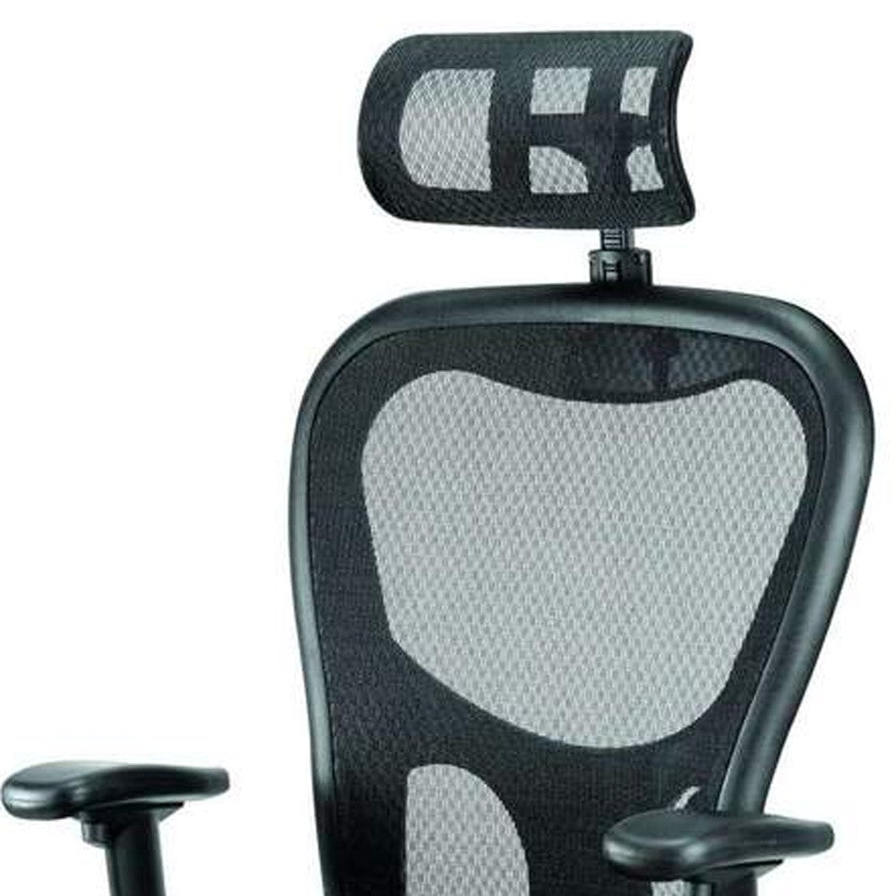 Black Mesh Fabric Rolling Office Desk  Chair-3