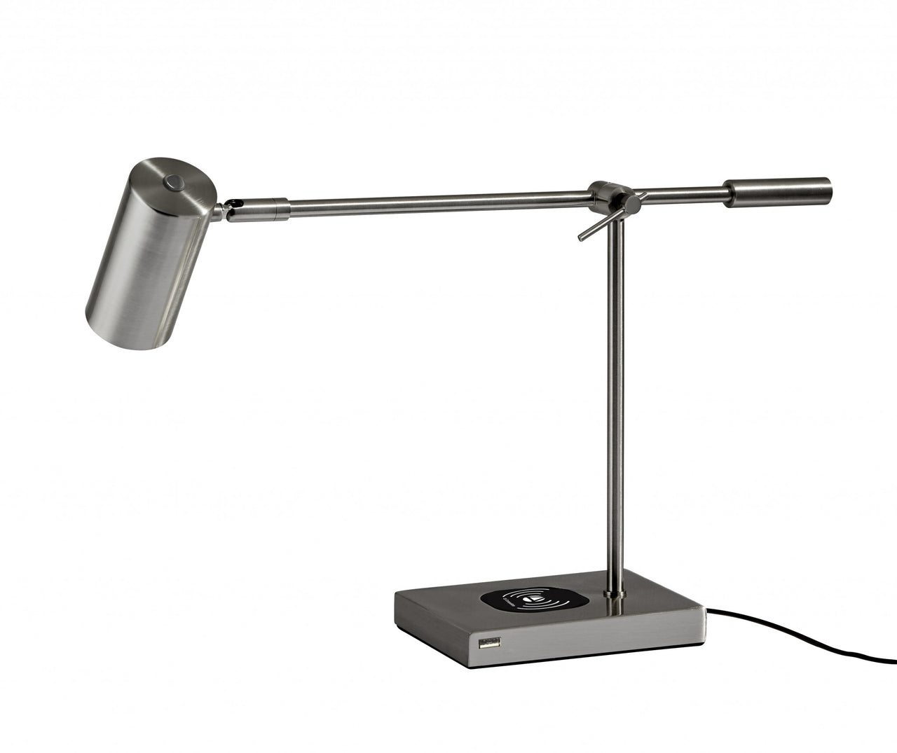 5" X 22.5"  X 12.25-22.25" Brushed Steel Metal LED Desk Lamp-1