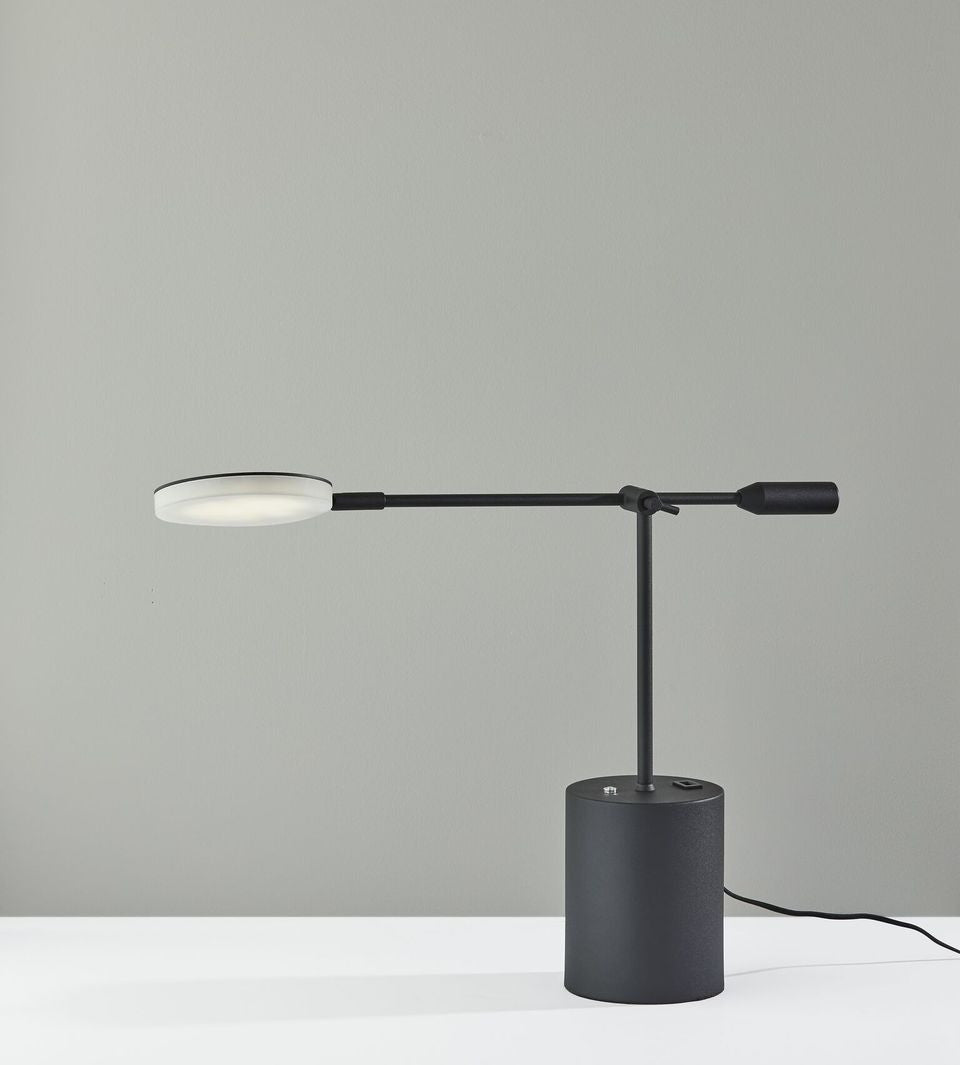 Black Metal Saucer LED Adjustable Desk Lamp-2