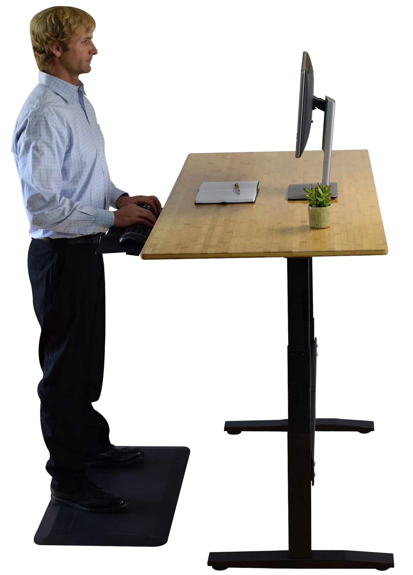 Natural Bamboo Dual Motor Electric Office Adjustable Computer Desk-1