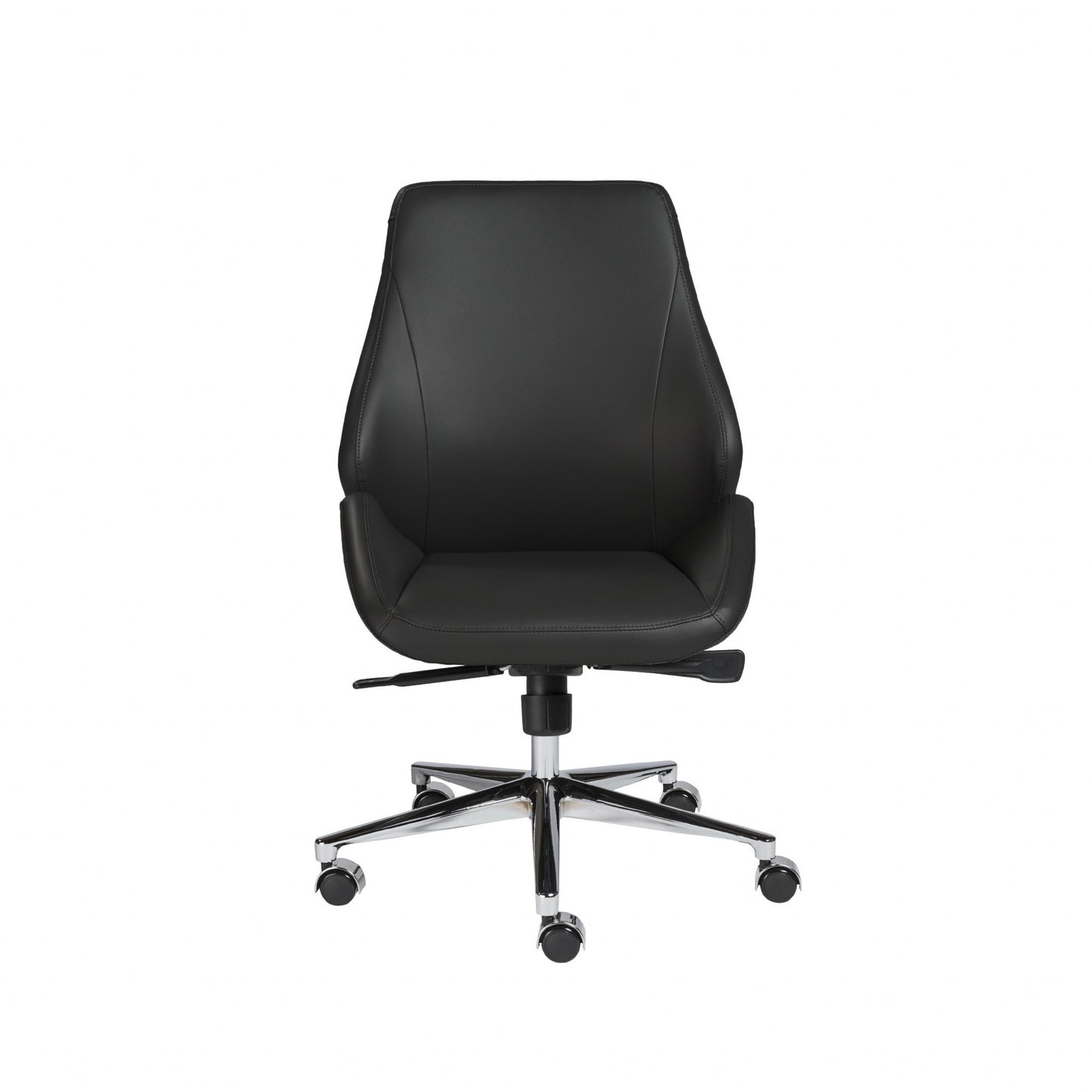 Black Faux Leather Scoop Office Chair with No Arms-0
