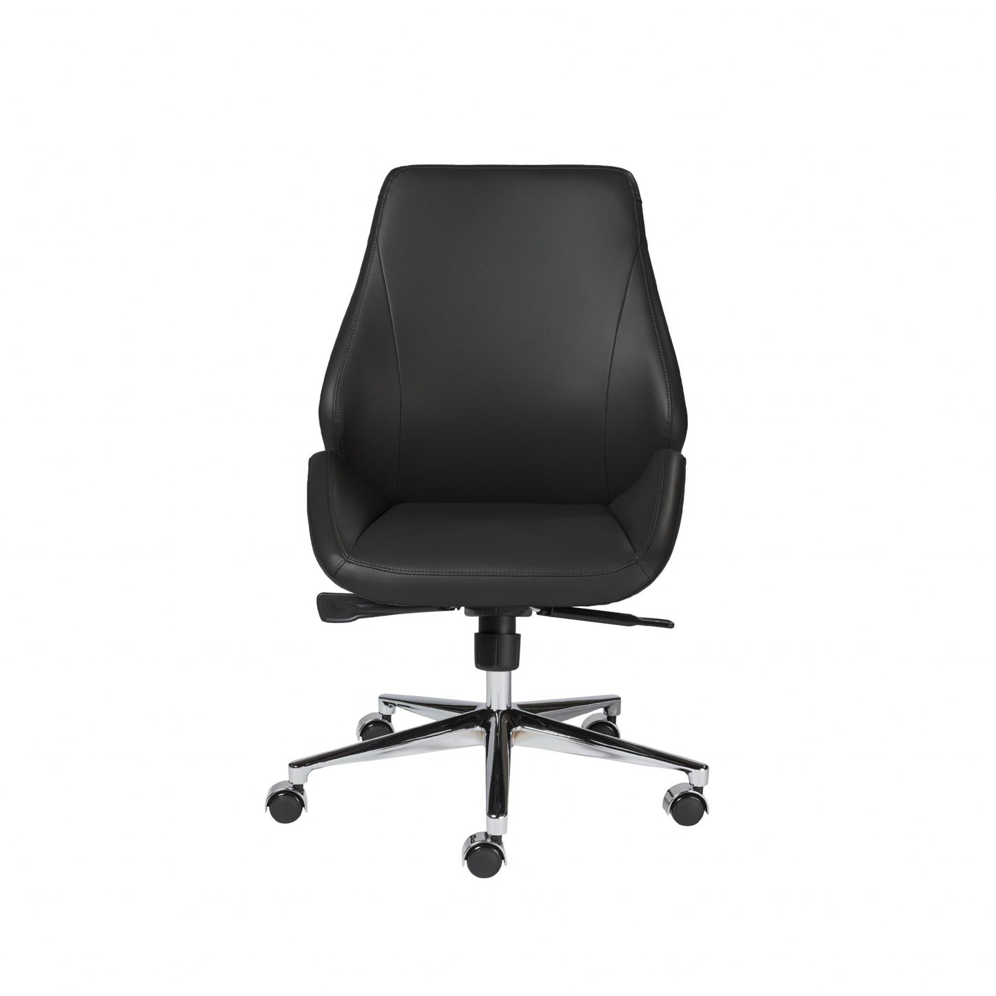 Black Faux Leather Scoop Office Chair with No Arms-2