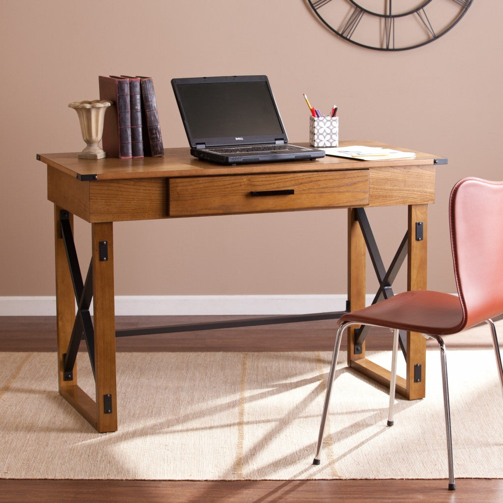 Natural Brown Adjustable Height Desk-0