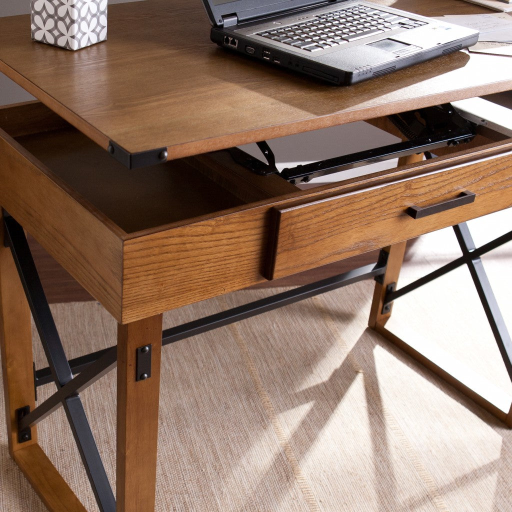 Natural Brown Adjustable Height Desk-1