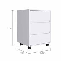Thumbnail for White Three Drawer Rolling Cabinet-2