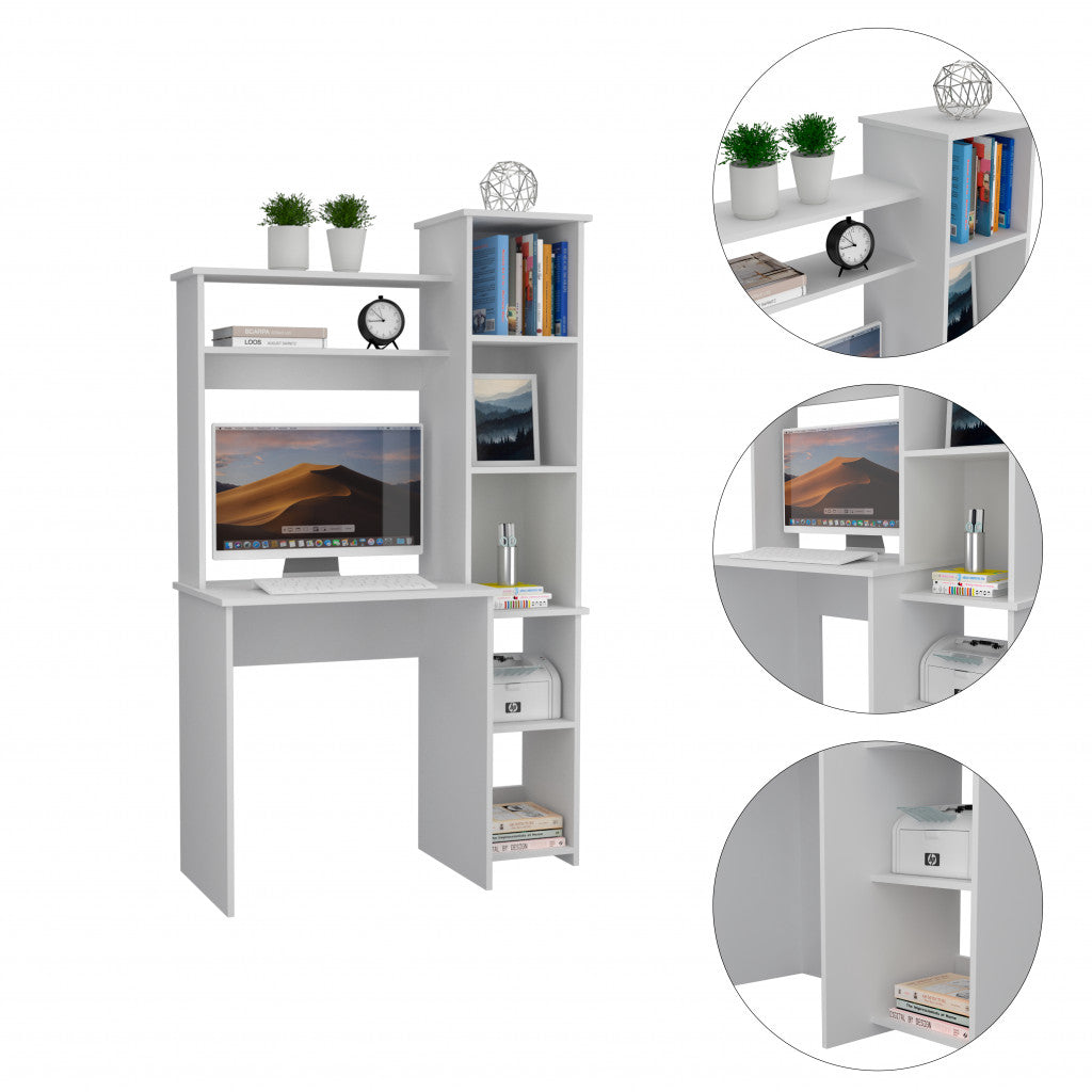 Modern White  Office Desk with Storage Cabinet-2